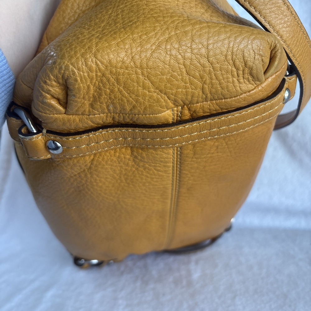 Y2K COACH Alexandra Orange Pebble Leather Convertible Shoulder Bag Charm 15273 - Picture 9 of 16